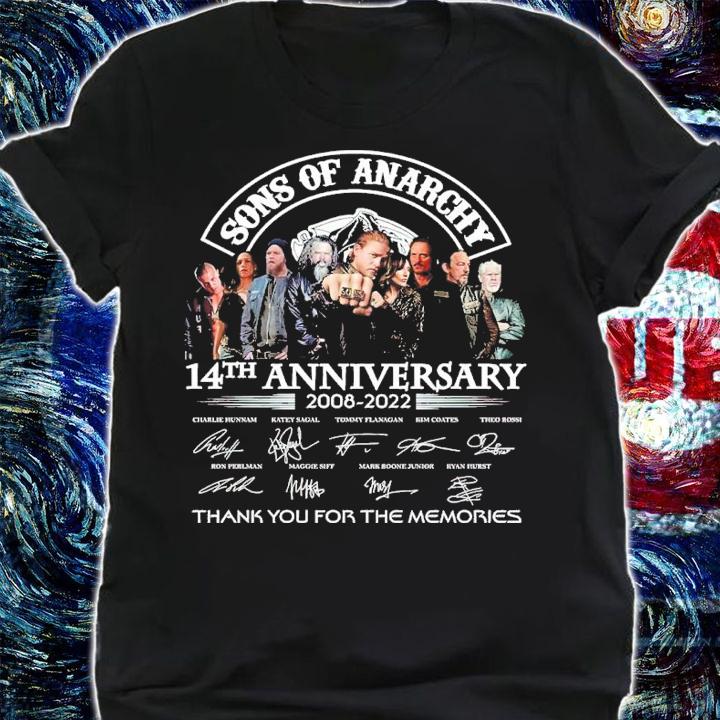 Sons Of Anarchy 2008-2022 14th Anniversary Signatures Thank You For The Memories Shirt shirt