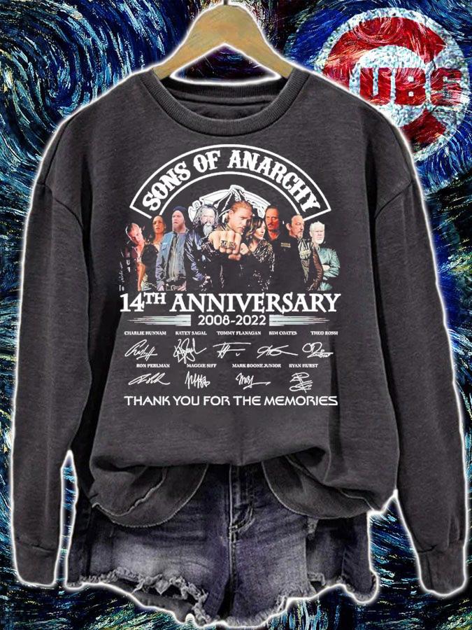Sons Of Anarchy 2008-2022 14th Anniversary Signatures Thank You For The Memories Shirt sweatshirt
