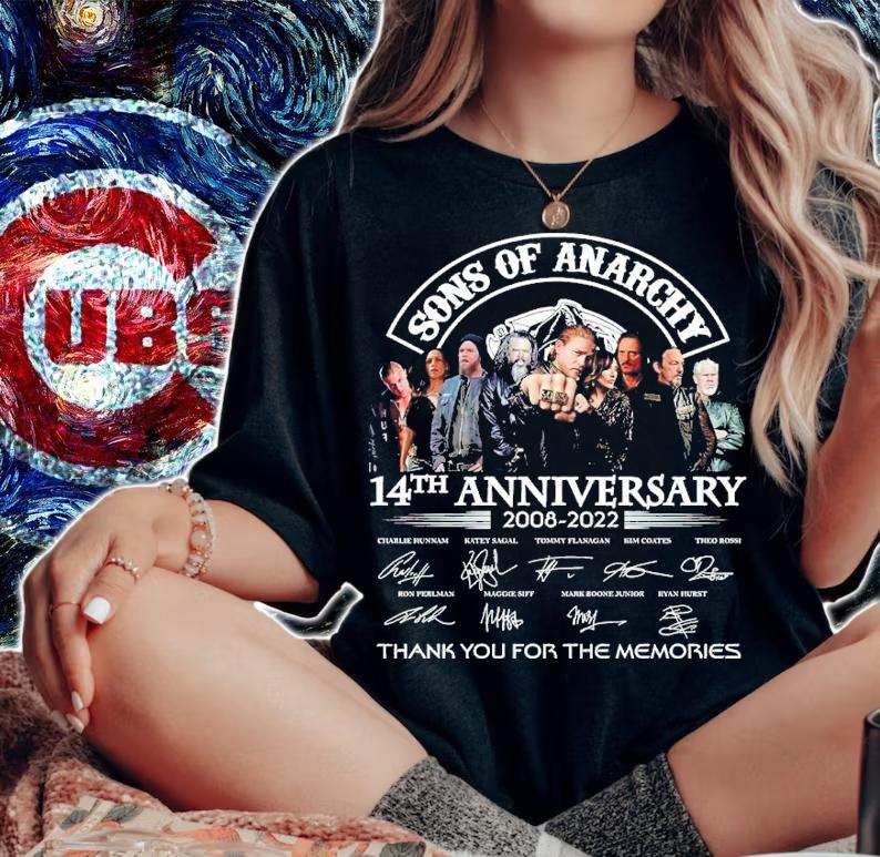 Sons Of Anarchy 2008-2022 14th Anniversary Signatures Thank You For The Memories Shirt woman shirt
