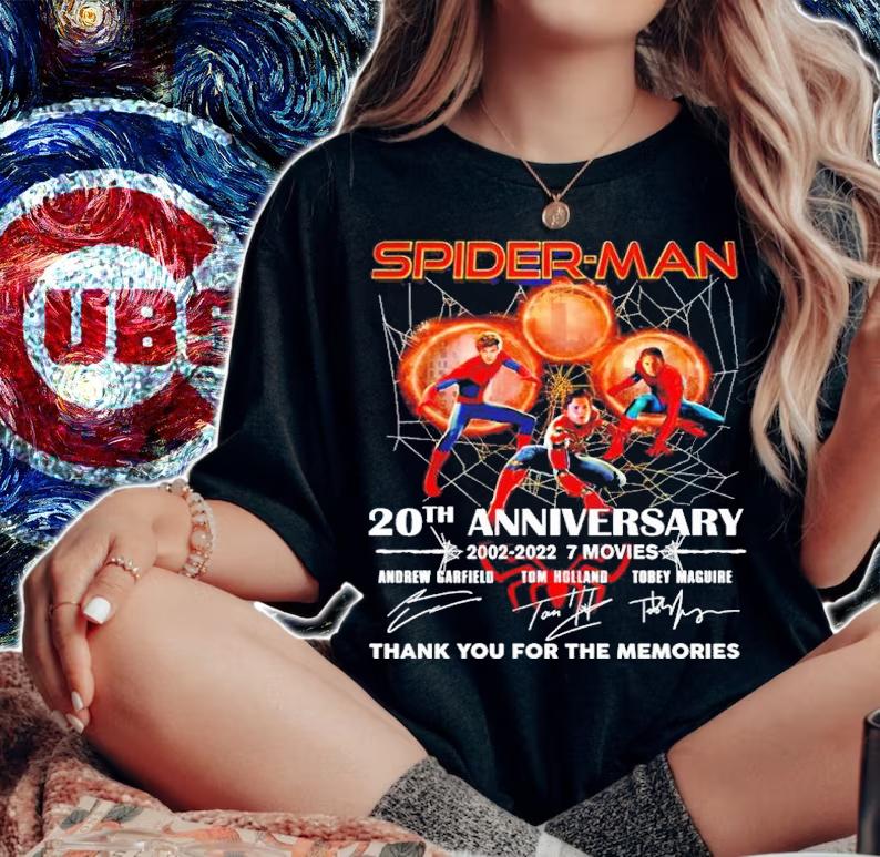 Spider-Man 20th Anniversary 2002-2022 7 Movies Signatures Thank You For The Memories Shirt woman shirt