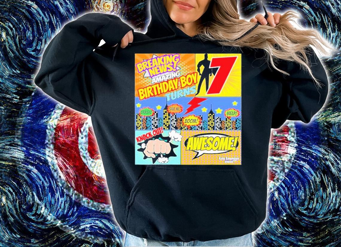 Superhero Birthday Shirt Boys 7 Amazing Awesome Super T-Shirt hoodie
