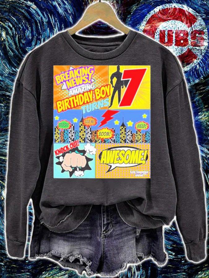 Superhero Birthday Shirt Boys 7 Amazing Awesome Super T-Shirt sweatshirt