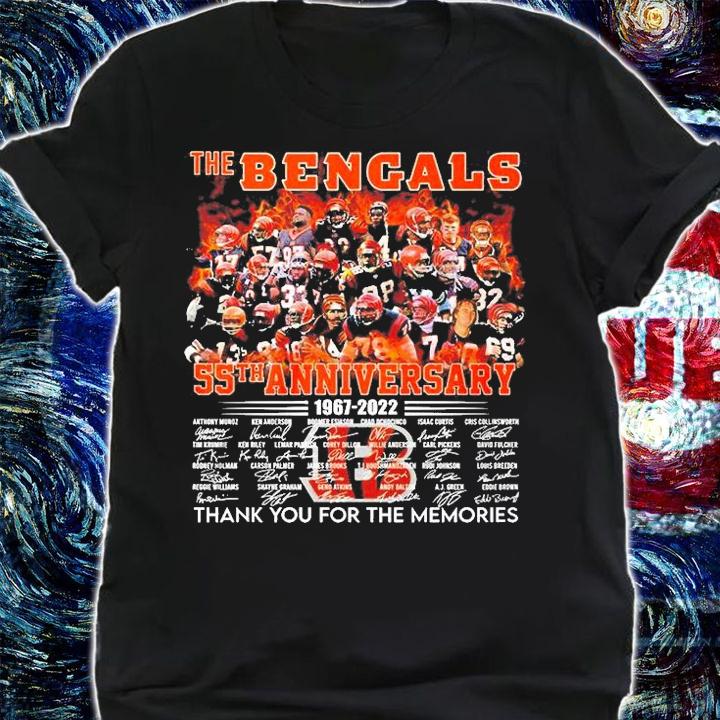 The Bengals 55th Anniversary 1967 2022 Signature Thank You For The Memories T-Shirt shirt