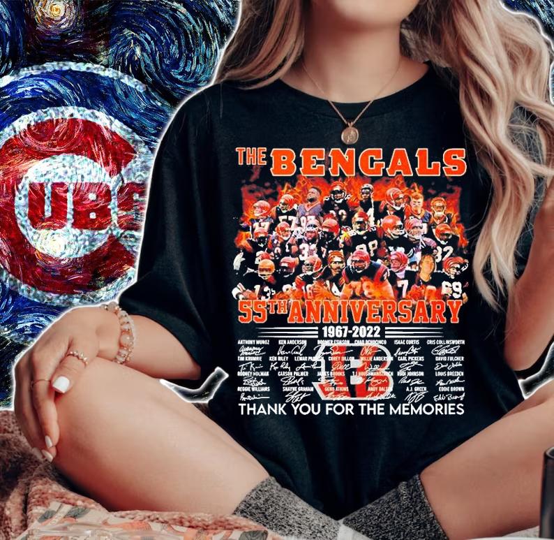 The Bengals 55th Anniversary 1967 2022 Signature Thank You For The Memories T-Shirt woman shirt