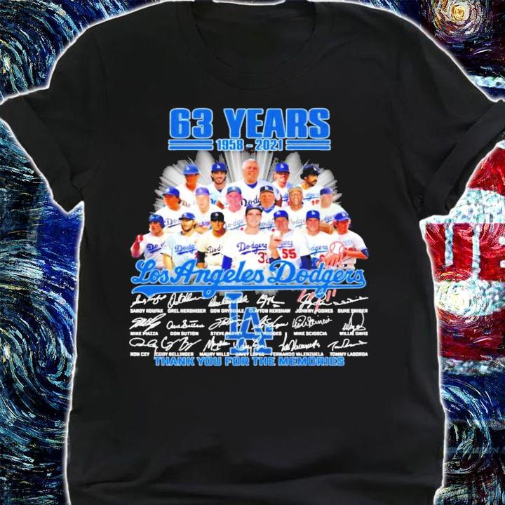 63 years 1958-2021 Los Angeles Dodgers signatures shirt