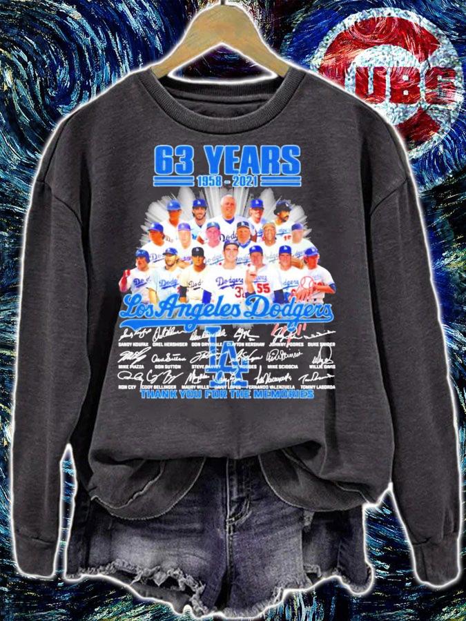 63 years 1958-2021 Los Angeles Dodgers signatures shirt