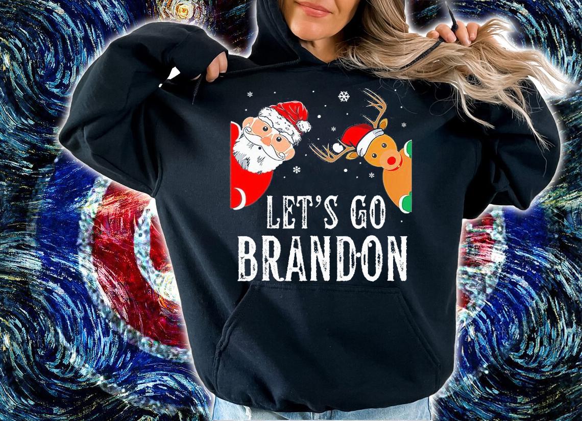 Funny Let's Go Branson Brandon Christmas Lights Reindeer T-Shirt hoodie