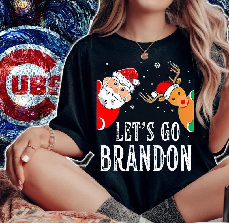 Funny Let's Go Branson Brandon Christmas Lights Reindeer T-Shirt woman shirt