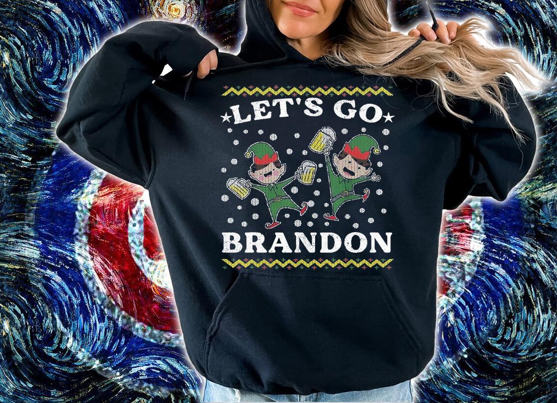 Let's Go Brandon Anti Biden Chant Ugly Christmas Elf Beer Mug T-Shirt hoodie