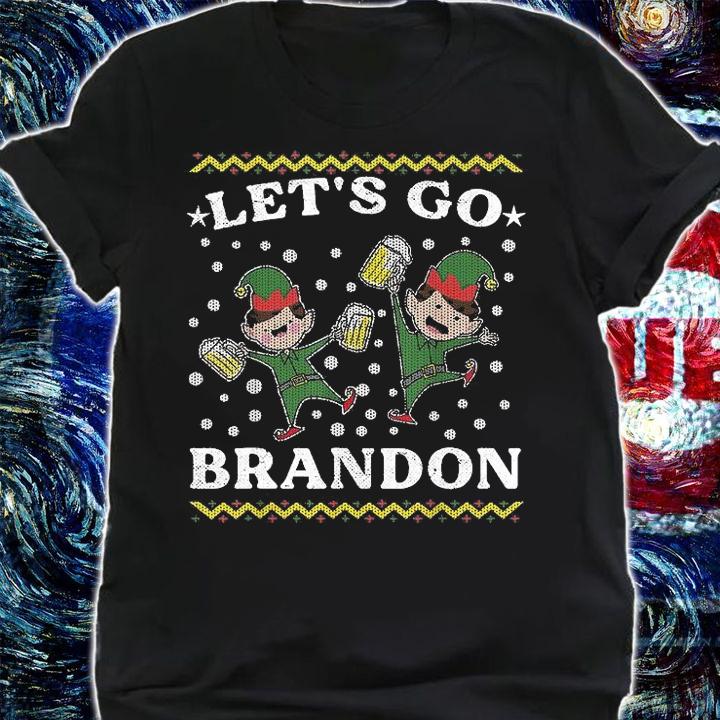 Let's Go Brandon Anti Biden Chant Ugly Christmas Elf Beer Mug T-Shirt shirt