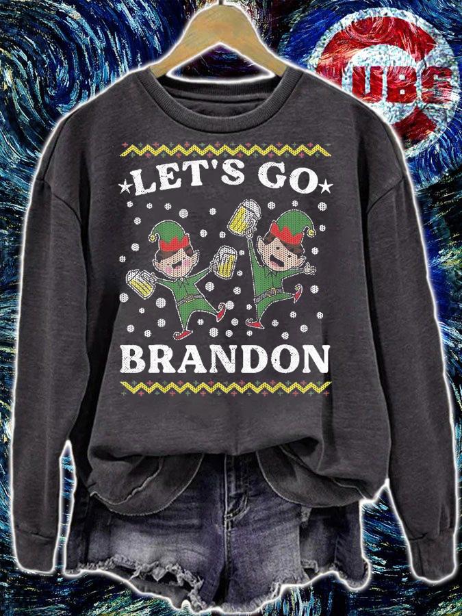 Let's Go Brandon Anti Biden Chant Ugly Christmas Elf Beer Mug T-Shirt sweatshirt