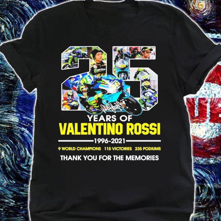 Official 25 years of Valentino Rossi 1996-2021 signature shirt shirt