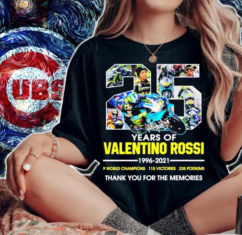 Official 25 years of Valentino Rossi 1996-2021 signature shirt woman shirt