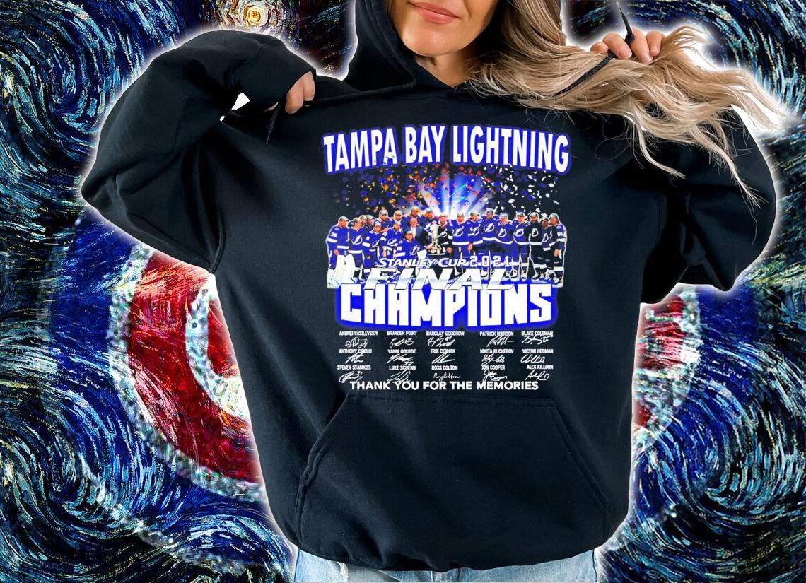 Tampa Bay Lightning Stanley cup 2021 Finals Champions signatures men's shirt hoodie