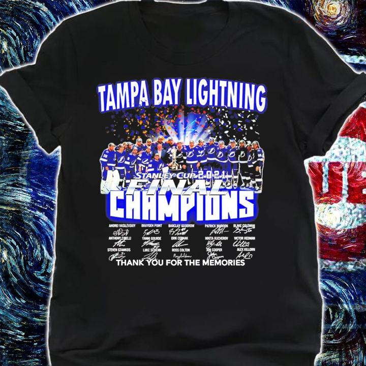 Tampa Bay Lightning Stanley cup 2021 Finals Champions signatures men's shirt shirt