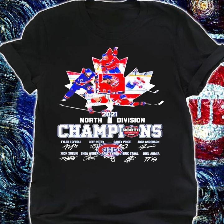 2021 North Division Champions Montreal Canadiens signatures shirt shirt
