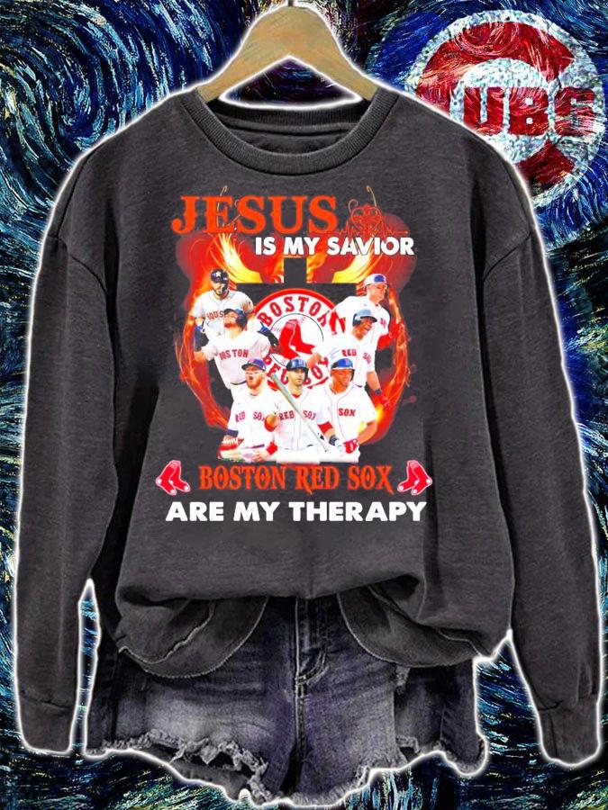 Jesus is my savior Boston Red Sox are my therapy shirt sweatshirt