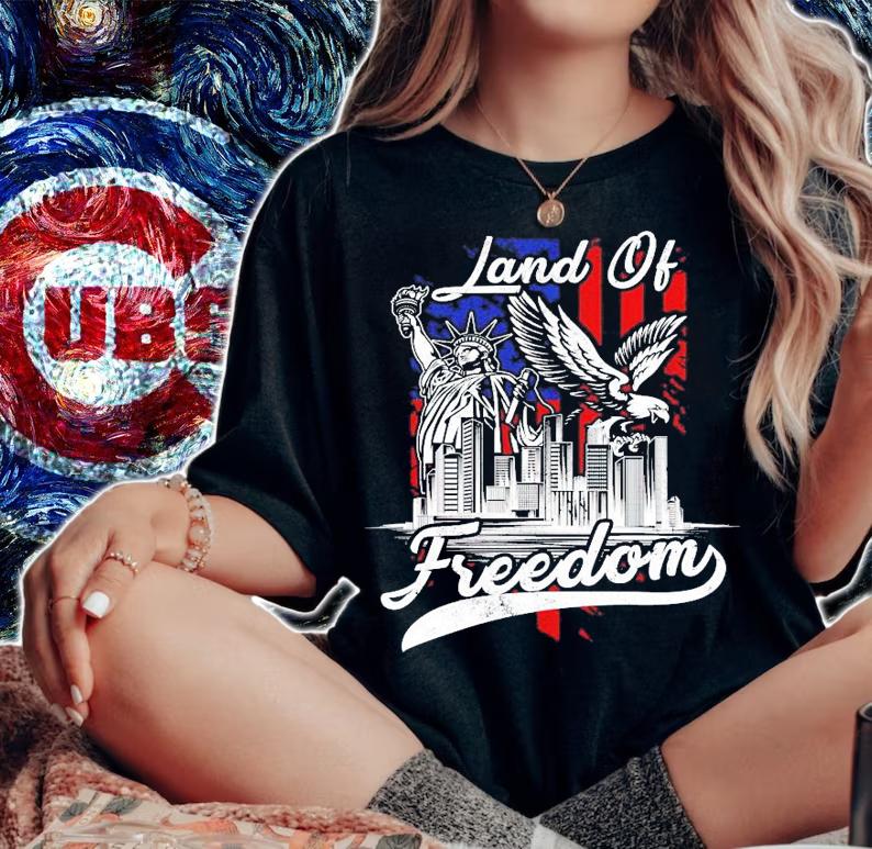 Liberty Eagle American flag Land of Freedom shirt woman shirt