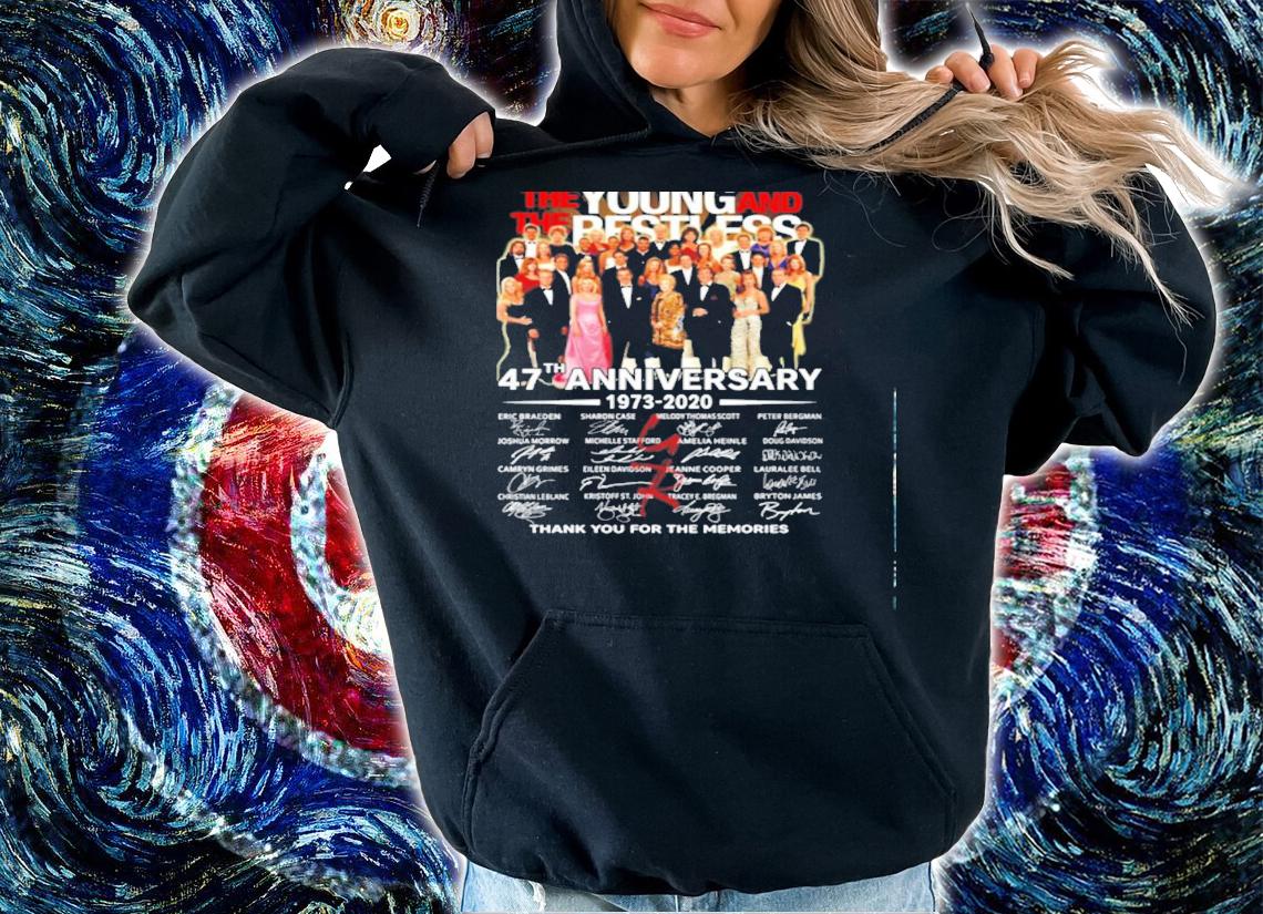 The young and the restless 47th anniversary 1973-2020 thank you for the memories shirt hoodie