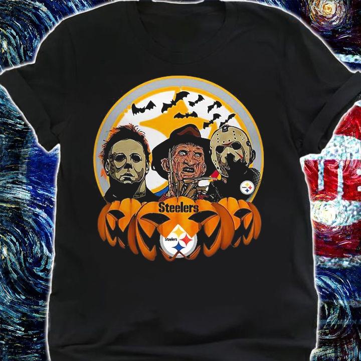 Awesome halloween horror characters Pittsburgh Steelers pumpkin shirt