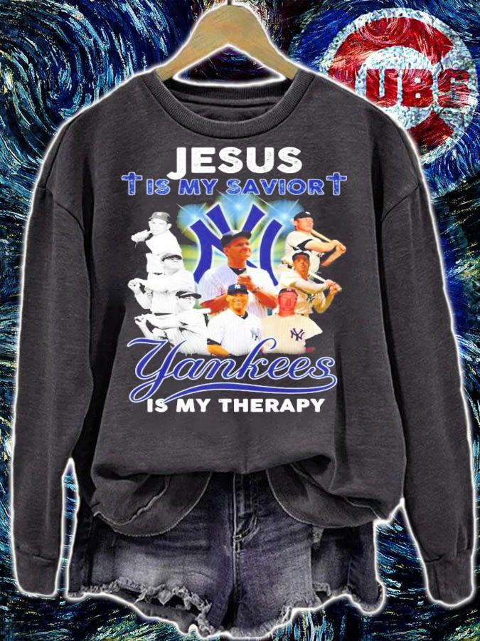 Jesus is my savior Yankees is my therapy shirt sweatshirt