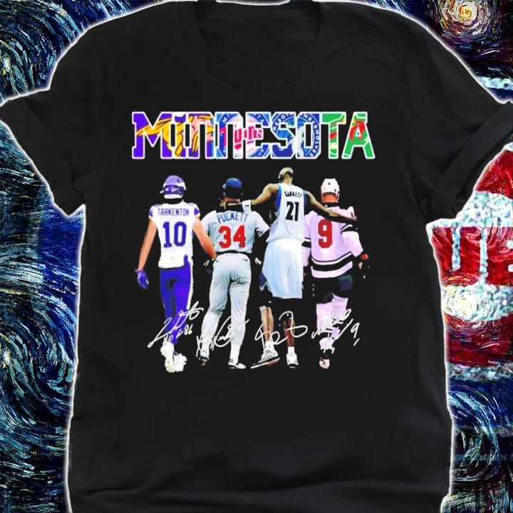 Minnesota Fran Tarkenton Kirby Puckett Kevin Garnett Mikko Koivu signatures t-shirt shirt