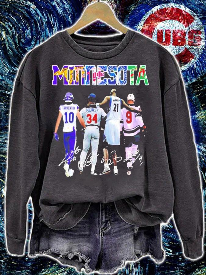 Minnesota Fran Tarkenton Kirby Puckett Kevin Garnett Mikko Koivu signatures t-shirt sweatshirt