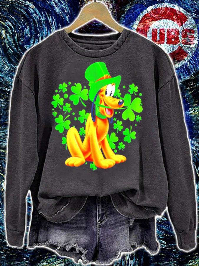 Pluto Dog heart St.Patrick's Day Leprechaun shirt sweatshirt