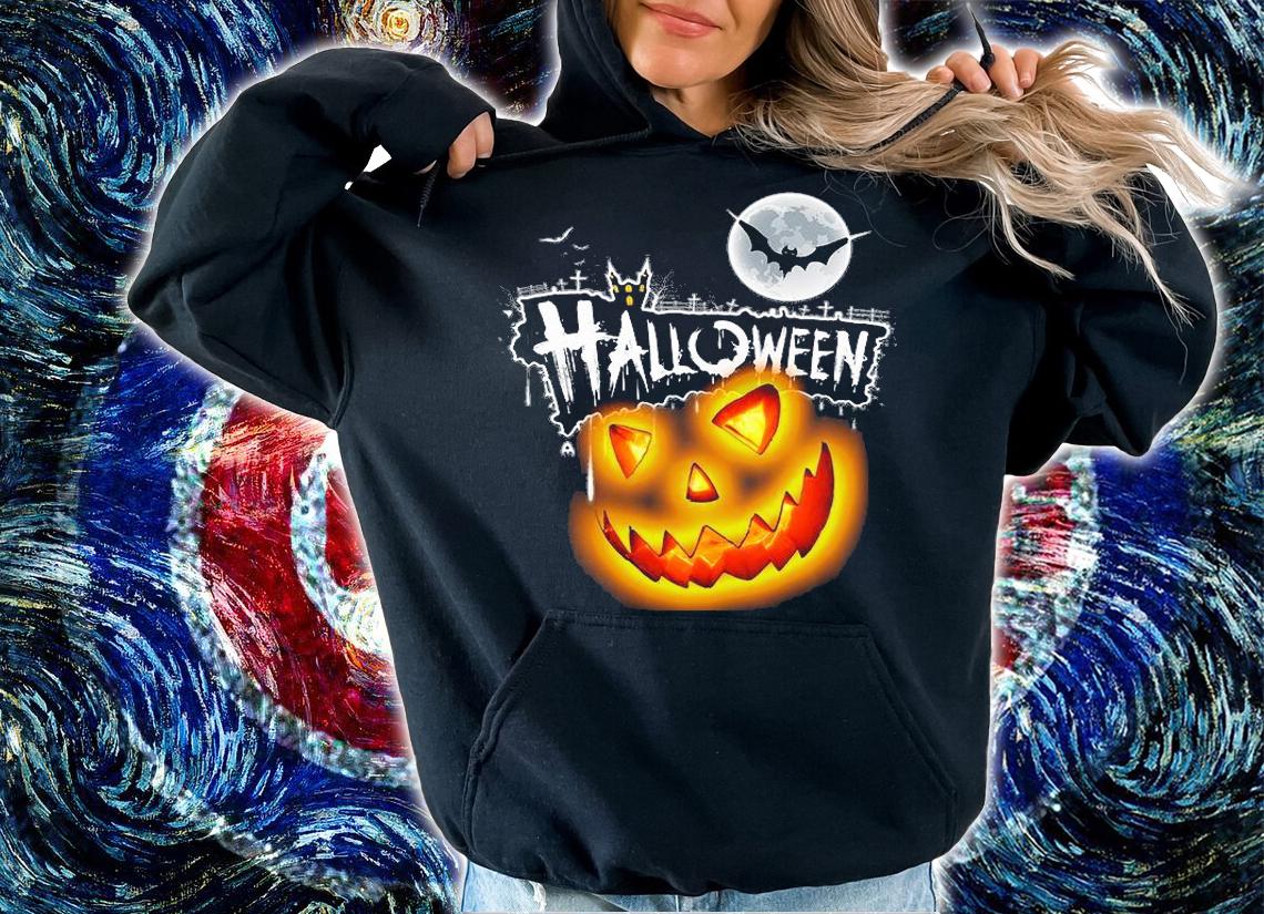 Pumpkin and Bat Halloween T-shirt