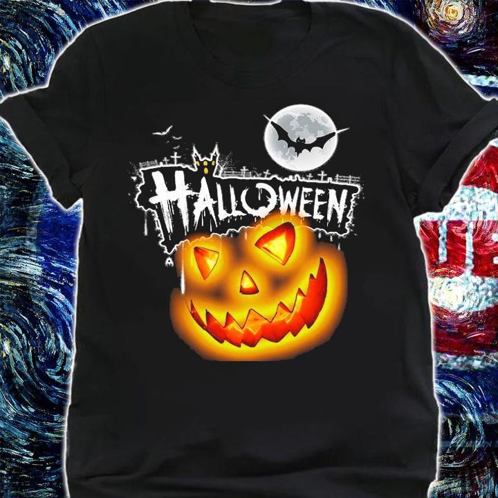 Pumpkin and Bat Halloween T-shirt