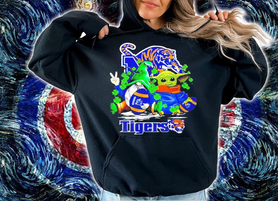 St.Patrick's day Gnome and Baby Yoda Memphis Tigers shirt hoodie