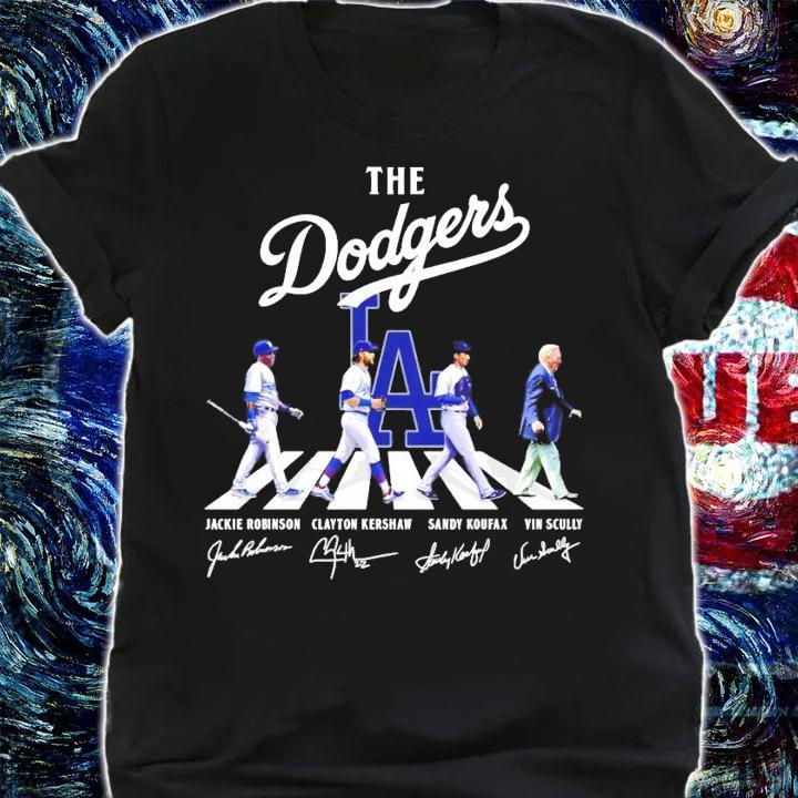 The Dodgers Jackie Robinson Clayton Kershaw Sandy Koufax Vin Scully signature Abbey Road shirt shirt