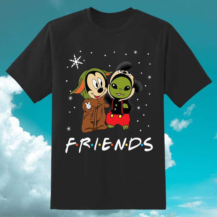 Cute Baby Yoda And Mickey Mouse Friends Snow Christmas T-Shirt - Shop now!
