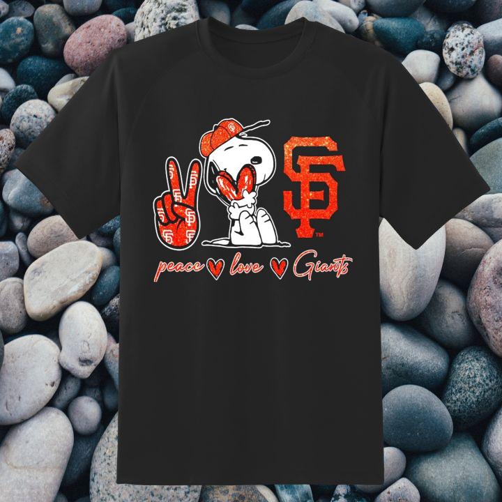 Official Snoopy Peace & Love San Francisco Giants T-Shirt