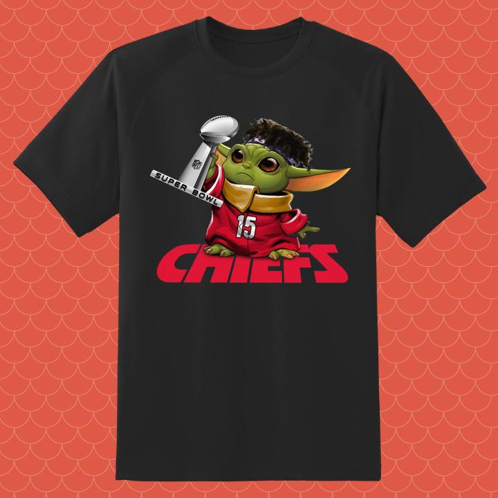 Official Baby Yoda Patrick Mahomes Kansas City Chiefs Super Bowl T-Shirt