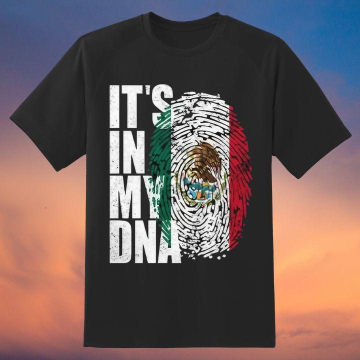 Its In Dna Mexican Flag Fingerprint T-Shirt