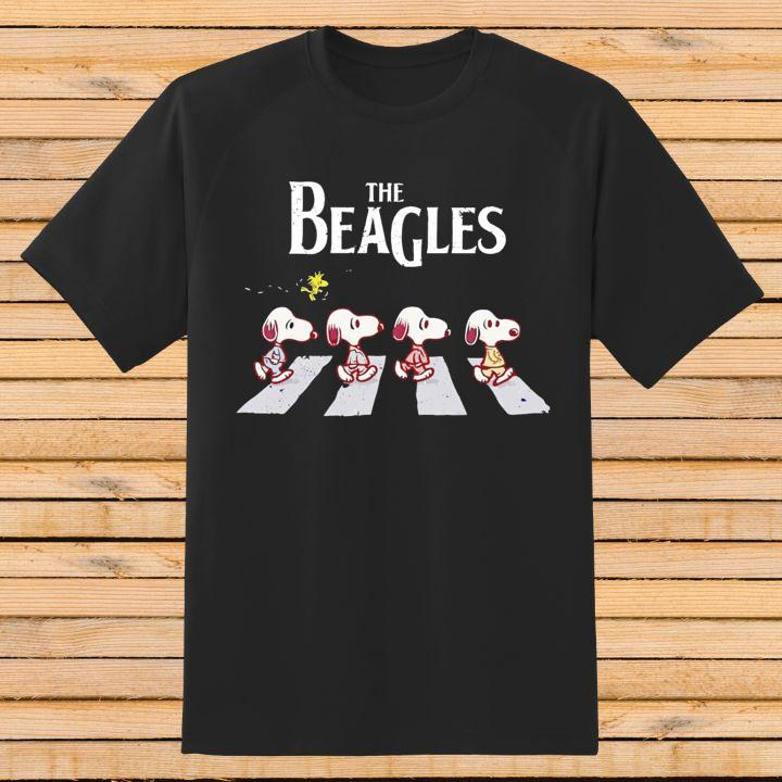 The Beagles Snoopy And Woodstock Abbey Road Peanuts T-Shirt