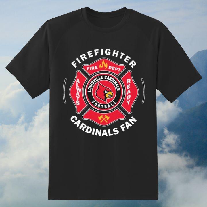 Fire Dept Louisville Cardinals Logo Football Firefighter T-Shirt