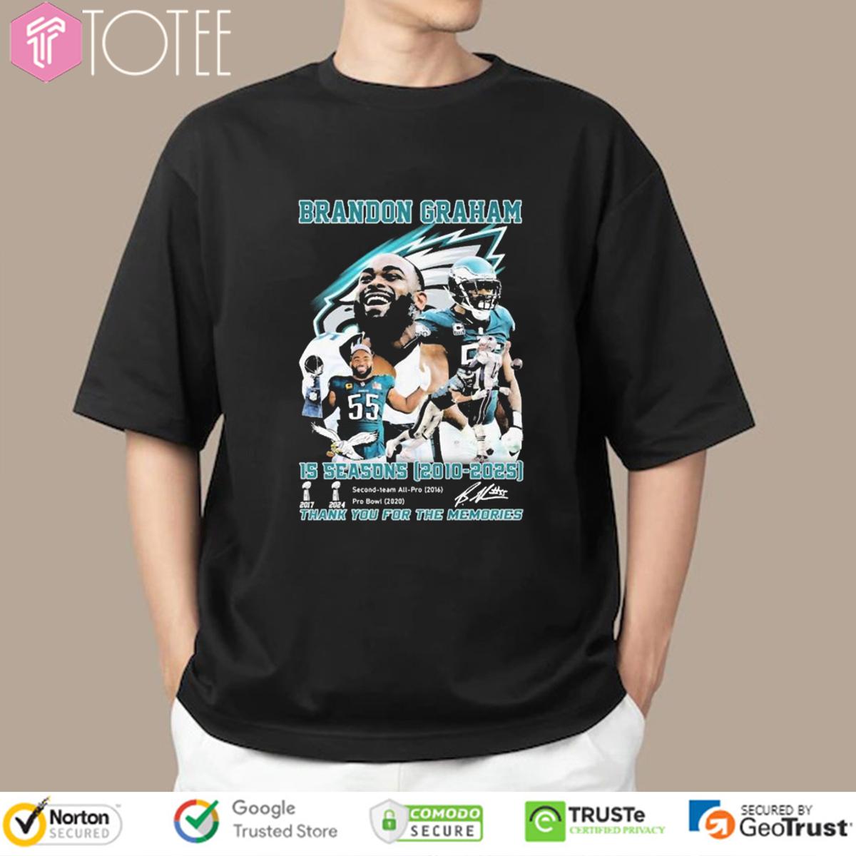 Brandon Graham Philadelphia Eagles 15 Seasons 2010-2025 Signature T-Shirt