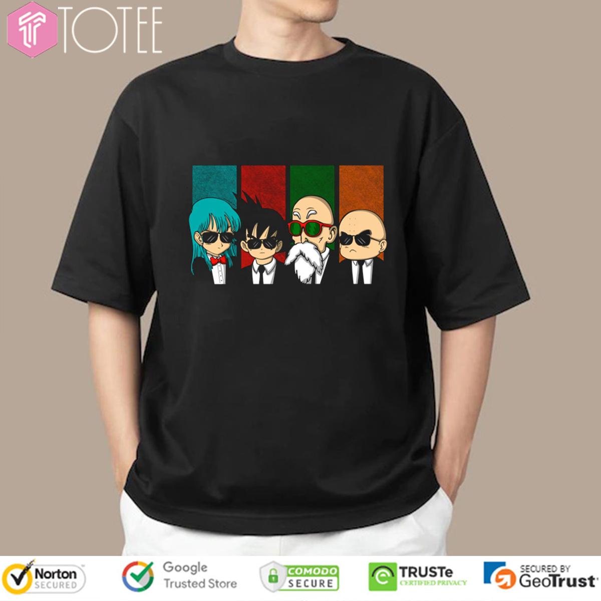 Bulma Goku Roshi Krillin Dragon Ball Z Characters Parody MIB T-Shirt