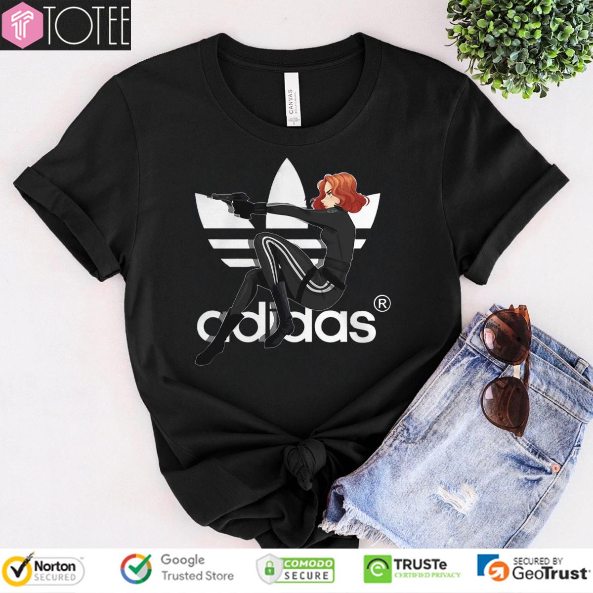 Marvel Black Widow Parody Adidas Logo T-Shirt