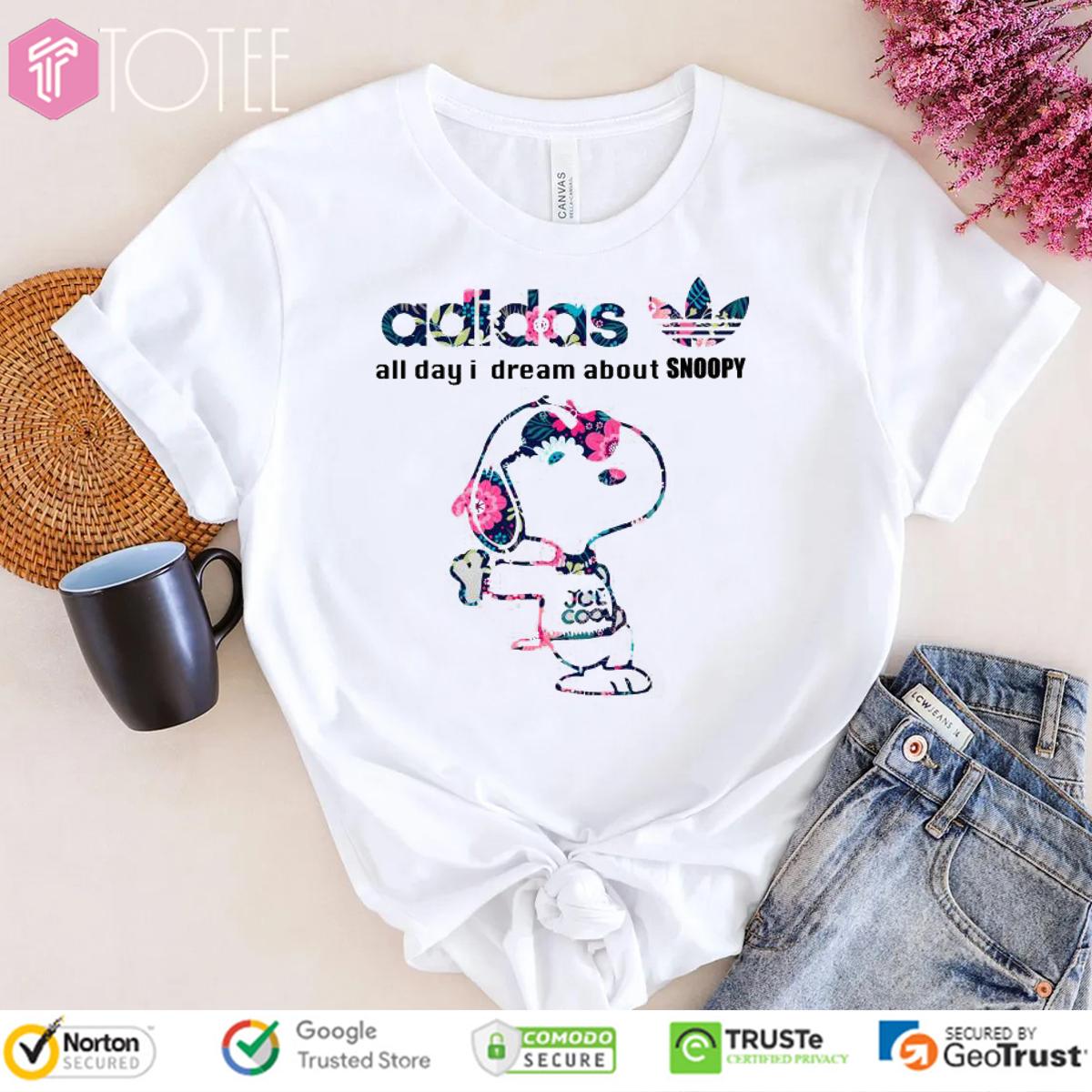 All Day I Dream About Snoopy Parody Adidas Logo T-Shirt
