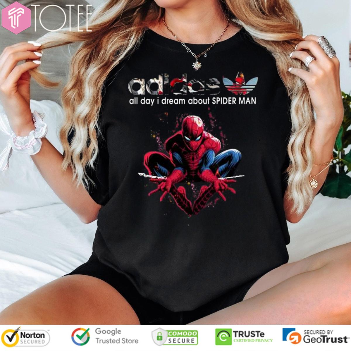 All Day I Dream About Spider Man Parody Adidas Logo T-Shirt