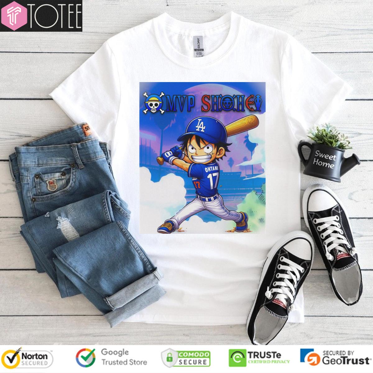 MVP Shohei Ohtani Los Angeles Dodgers Parody Luffy One Piece T-Shirt