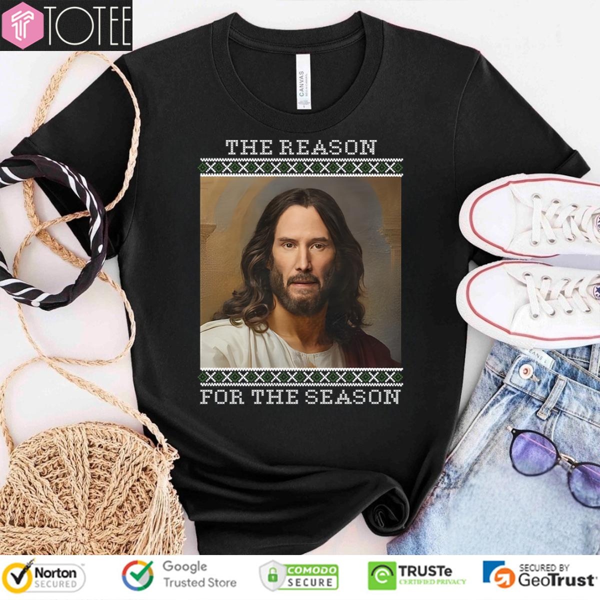 Keanu Reeves Christ The Reason For The Season Ugly Christmas Sweater  T-shirt