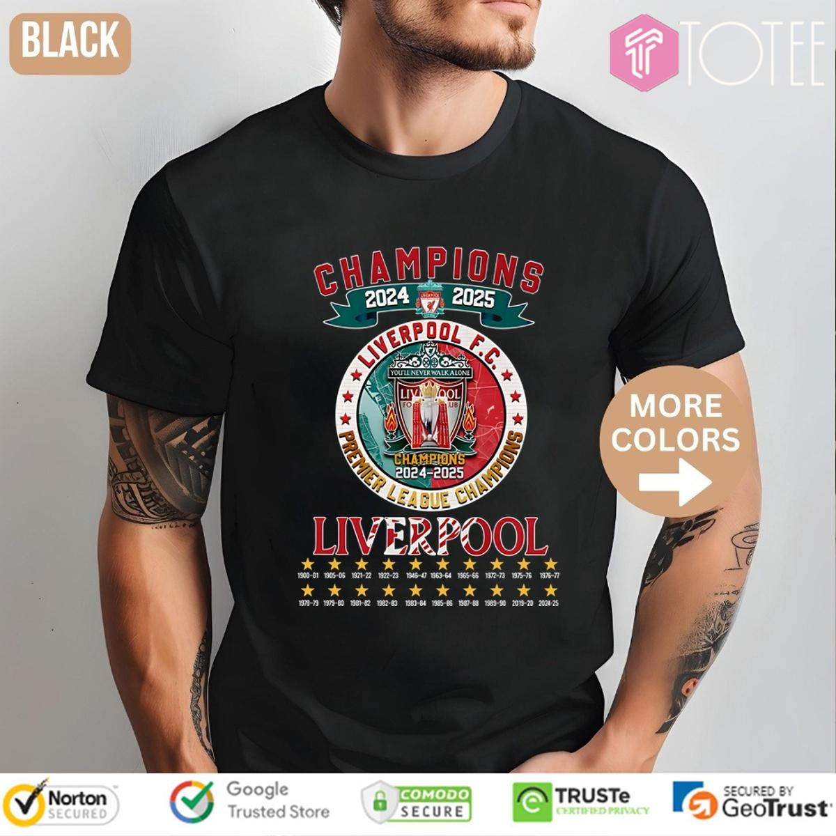 Champions 2024 2025 Liverpool Fc Premier League Champions t-shirt